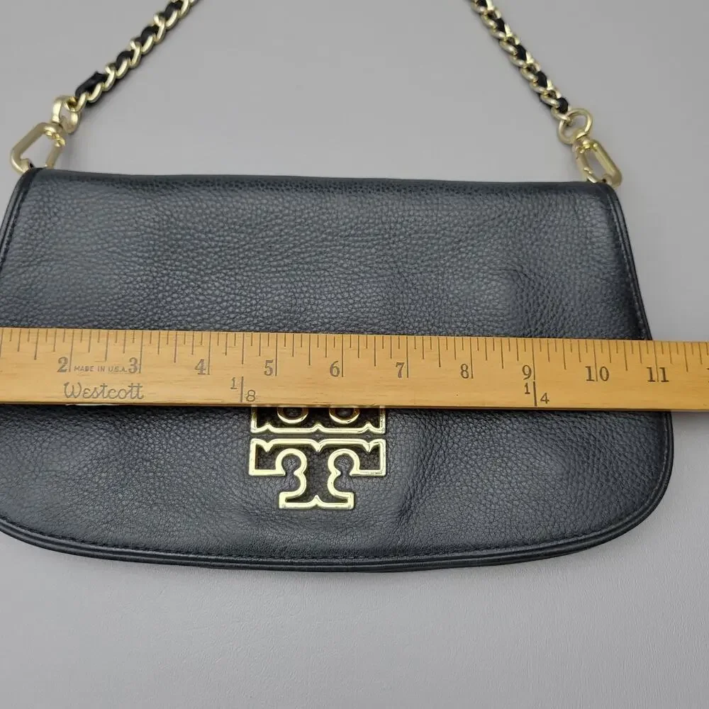 Tory Burch Bag Womens Britten Convertible Black Detachable Chain Strap Crossbody